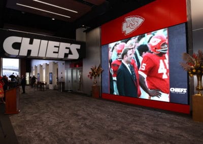 Kansas City Chiefs Hall of Honor video wall in lobby