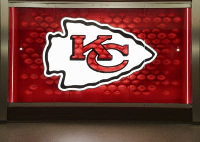 Kansas City Chiefs logo featured on large video wall